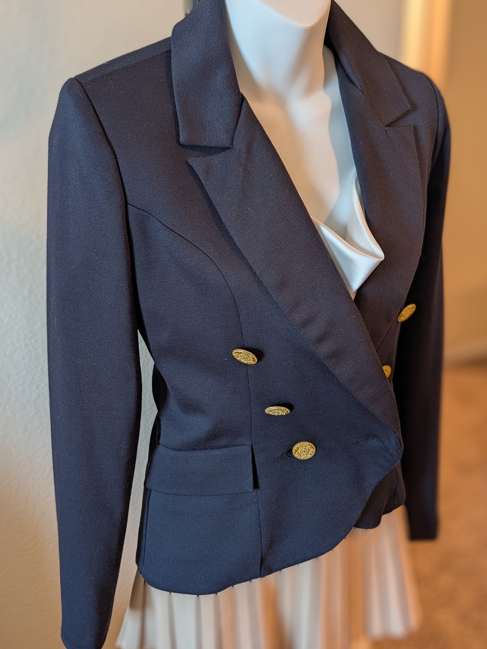 Willow & Clay Navy Double-Breasted Blazer with Gold Buttons